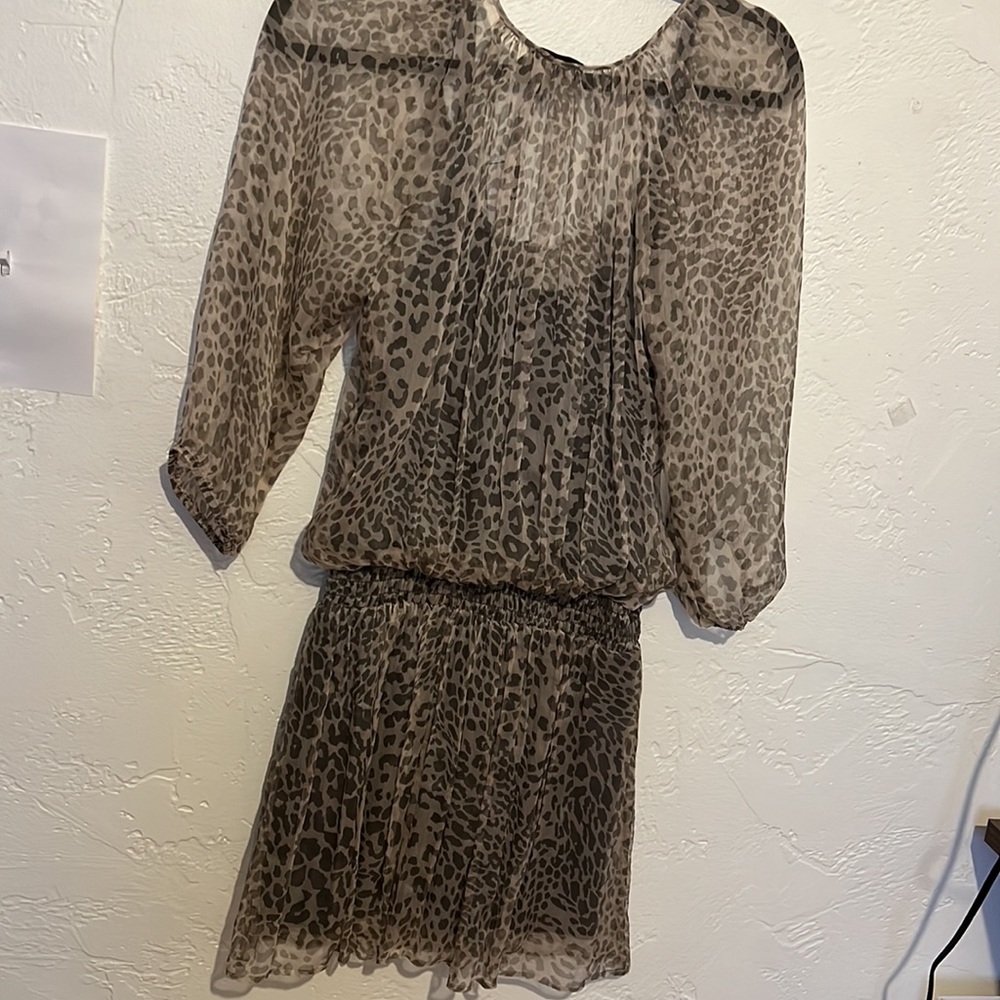 Akiko Pale Leopard Silk Dress, NWT